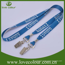 Cheap custom logo silkscreen printed lanyard with metal alligator clip